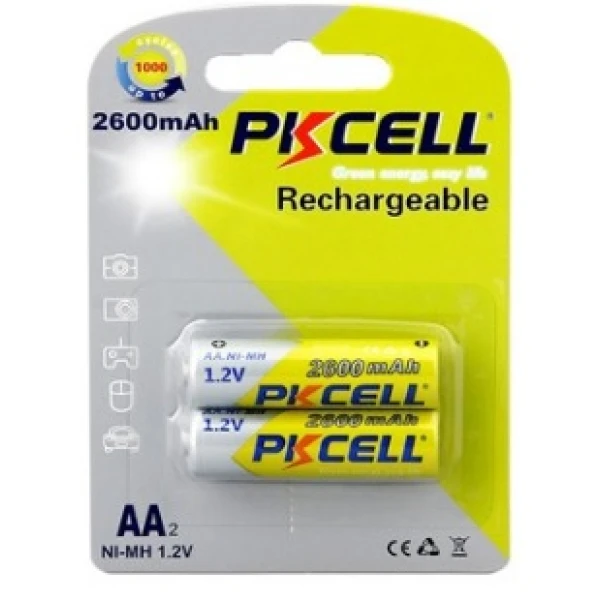 Аккумулятор PKCELL 1.2V AA 2600mAh NiMH Rechargeable Battery, 2 штуки у блістері ціна за блістер, Q12