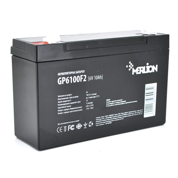 Акумуляторна батарея MERLION AGM GP610F2 6V 10Ah (150 x 50 x 95 (100)) Q10