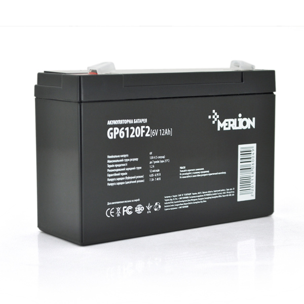Акумуляторна батарея MERLION AGM GP612F2 6 V 12Ah ( 150 x 50 x 95 (100) ) Q10