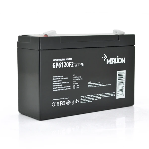 Акумуляторна батарея MERLION AGM GP612F2 6 V 12Ah ( 150 x 50 x 95 (100) ) Q10