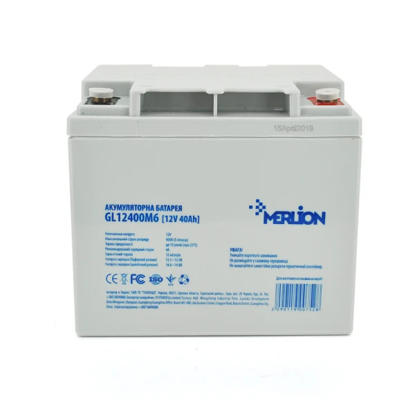 Акумуляторна батарея MERLION GL12400M6 12 V 40 Ah (198 x 165 x 170) White Q1