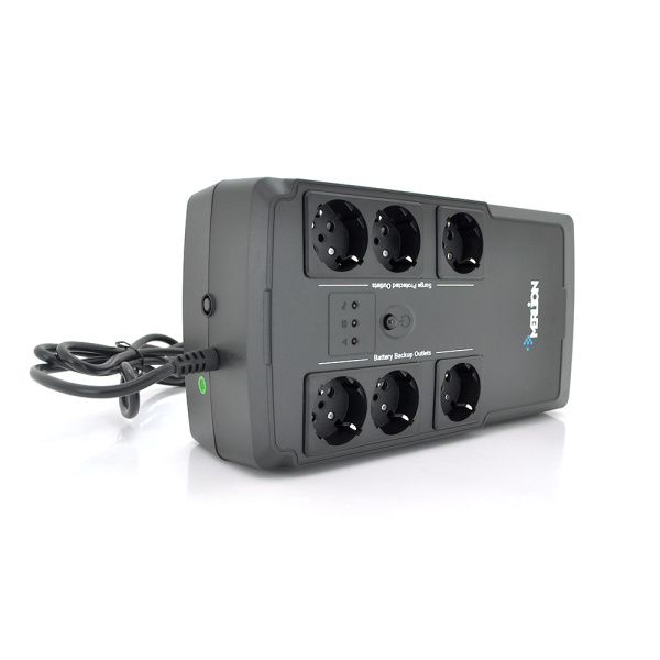ДБЖ Merlion BUDA 600 (330W) LED, 180-270VAC, AVR 1st, 6 SCHUKO (3* BatteryBackup + 3* Surge), 1x12V4.5Ah, plastik Case Q4 (305x159x95) 2.6кг