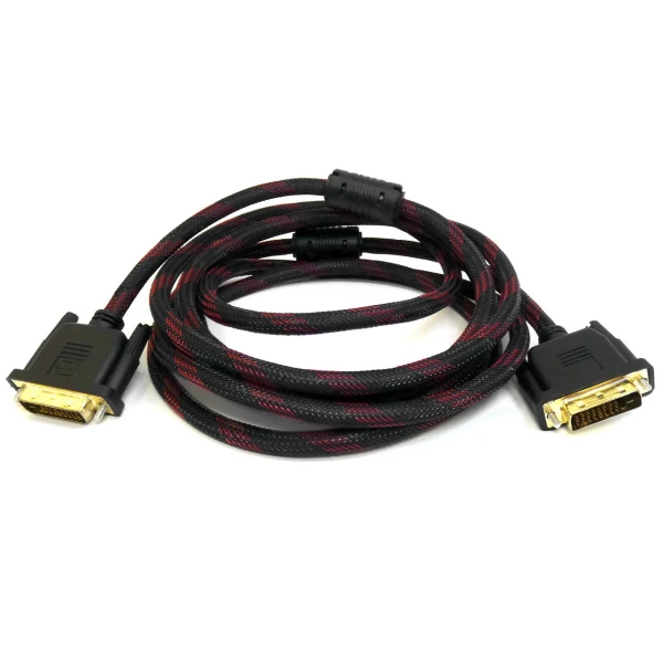 Кабель Merlion Dvi-Dvi 10m, 2 ферити, обплетення, Black, 24/24pin, (Пакет), Q50