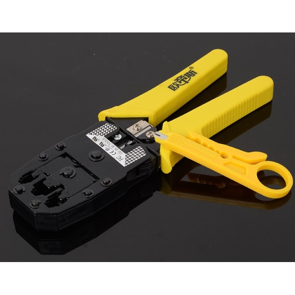 Інструмент Merlion BS-3468 для обтискання RJ-45 (8P8C) та RJ-12/11 (6P6C), 4P/6P/8P. Жовті