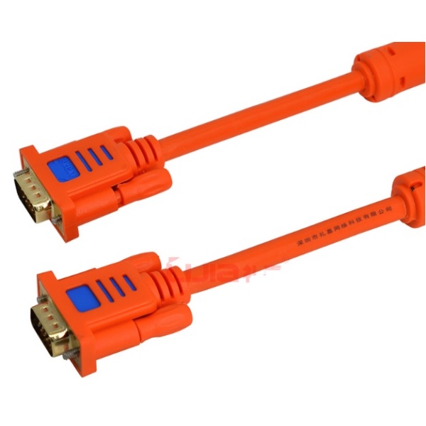 Кабель Merlion VGA 3+6 lIJIA PREMIUM 5,0m, male to male (тато-тато), 2 ферити, ORANGE, кульок 1080P Q150