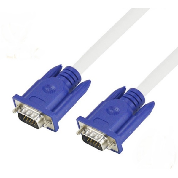 Кабель Merlion VGA 3+4 10m, male to male (тато-тато), 2 фериту, біло-синій, пакет Q50