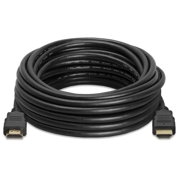 Кабель Merlion HDMI-HDMI HIGH SPEED 15m, v1.4, OD-7.5mm, круглий Black, конектор Black, (Пакет) Q35