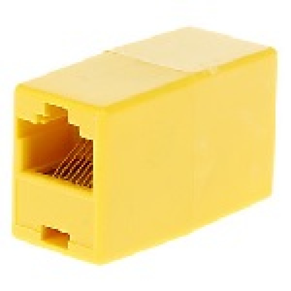 З'єднувач RJ45 8P8C мама/мама RJ45 для з'єднання кабелю, жовтий, Q100
