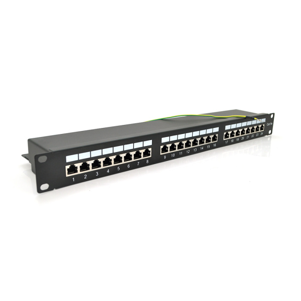 Патч-панель PiPo 24 порти FTP кат 5Е 19" 1U екранована чорна Q25