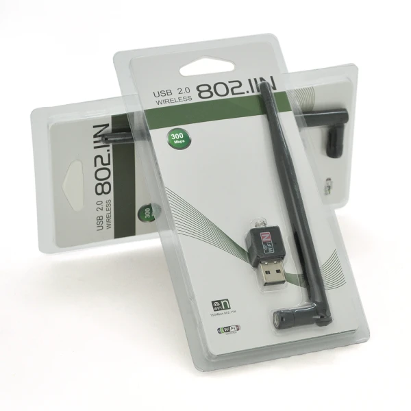 Бездротовий мережевий адаптер з антеною 20см 5DBI Wi-Fi-USB Merlion LV-UW02RK-5DB