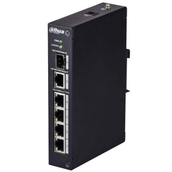 4-портовий POE комутатор Dahua з 1x SFP і 1x RJ45 (1000M) портами DH-PFS3106-4P-60