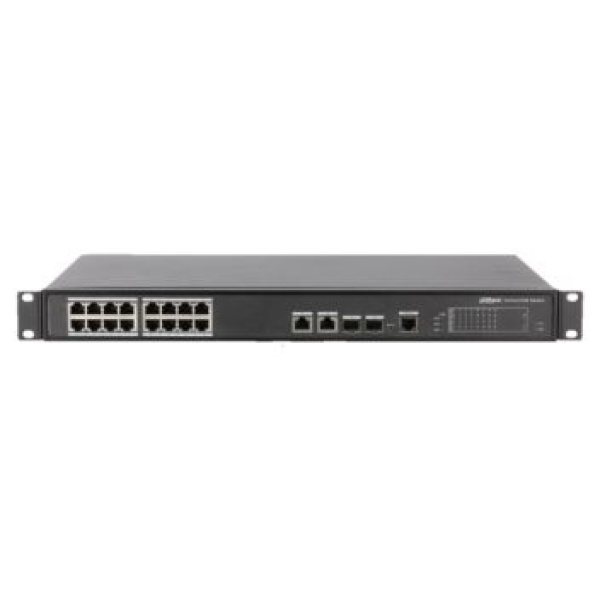 Керований комутатор POE PFS4218-16ET-190 48V з 16 портами POE 100Мбіт + 2 порти UP-Link 1000Мбіт + 2 порти SFP, корпус - метал, Black