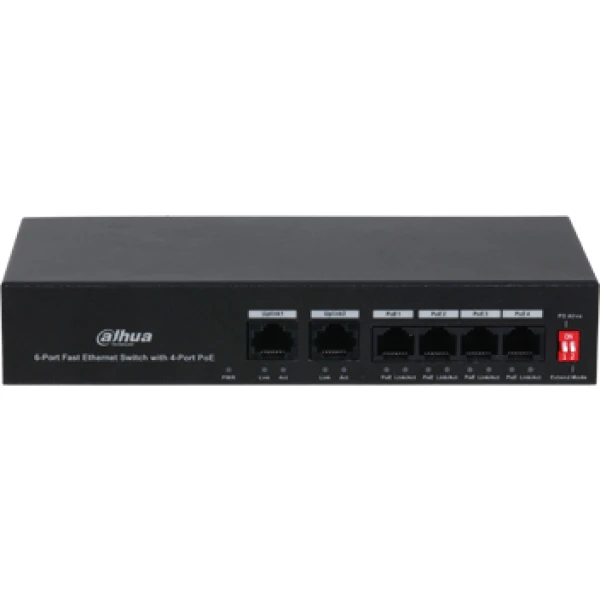 4-портовий РоЕ комутатор 4xPOE 100Mб і 2x RJ45 00Mб DH-PFS3006-4ET-36