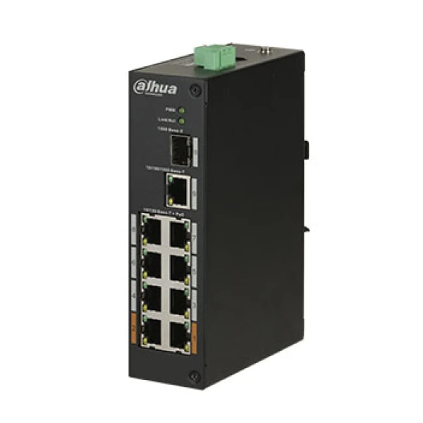 Комутатор POE DH-PFS3110-8ET-96 48V з 8 портами POE 100Мбіт + 1 порт UP-Link 1000Мбіт + 1 порт SFP, корпус - метал, Black