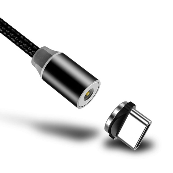 Магнітний кабель PiPo USB 2.0/Micro, 1m, 2А, тканинна оплетка, броньований, знімач, Black, BOX