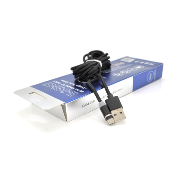 Магнітний кабель PiPo USB 2.0/Micro, 2m, 2А, тканинна оплетка, броньований, знімач, Black, BOX