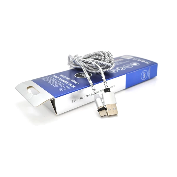 Магнітний кабель PiPo USB 2.0 /Type-C, 1m, 2А, тканинне обплетення, броньований, знімач, Silver, BOX
