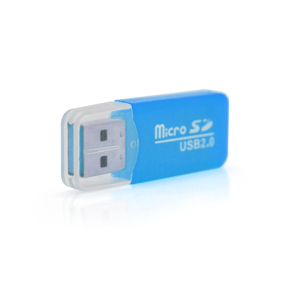 2234630.jpg Кардрідер універсальний MERLION CRD-1BL TF/Micro SD, USB2.0, Blue, OEM Q1500 - Зображення 1