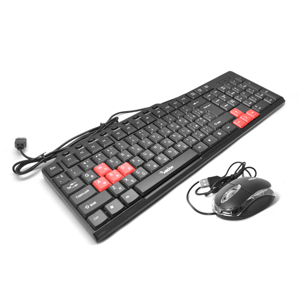 Комплект USB (KB + MS) Merlion Сombo Red Zero, довжина кабелю 140 см, (Eng/Укр/Рус), (560х162х45мм) Black/Red, multimedia 113к, Q20