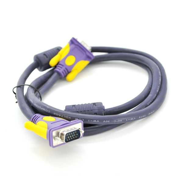 Кабель Merlion VGA 3+4 with shielding, 3m, male to male (тато-тато), 2 фериту, purple, Пакет Q100