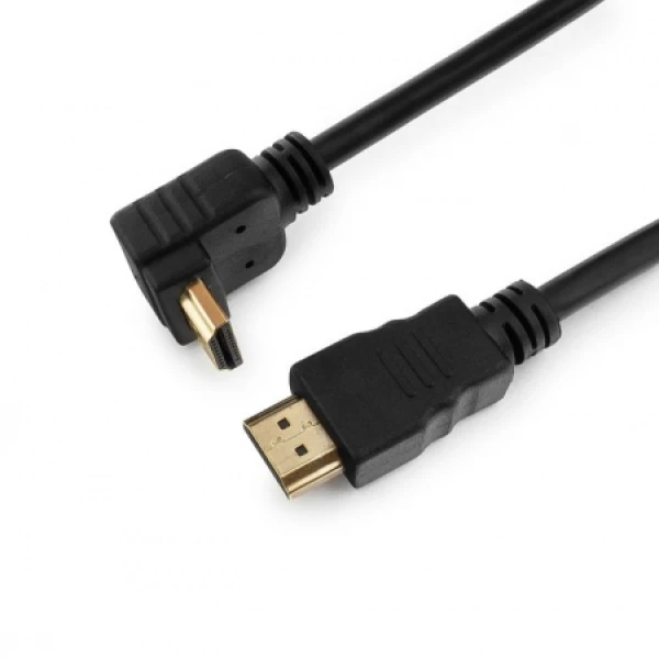 Кабель Merlion HDMI-HDMI 1,5m, v1.4, OD-7.5mm, круглий Black, конектор Black 90°кутовий