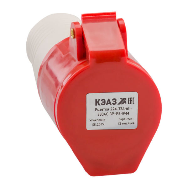 Кабельна розетка 224-32А-6h-380AC-3P+PE-IP44