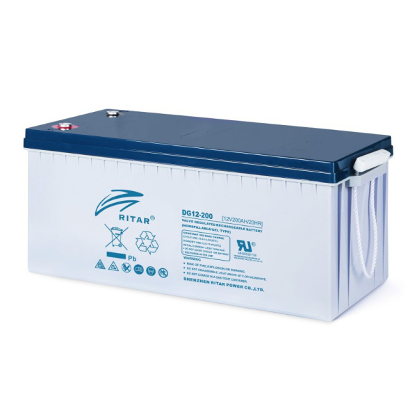 Акумуляторна батарея GEL RITAR DG12-200, Gray Case, 12V 200.0Ah ( 522 х 240 х 219 (224) ) Q1