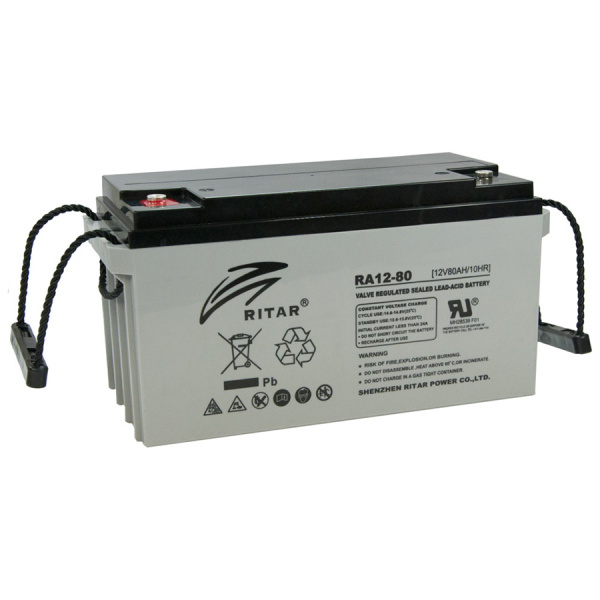 Акумуляторна батарея AGM RITAR DC12-80, Gray Case, 12V 80Ah (350 x 167 x 182) Q1