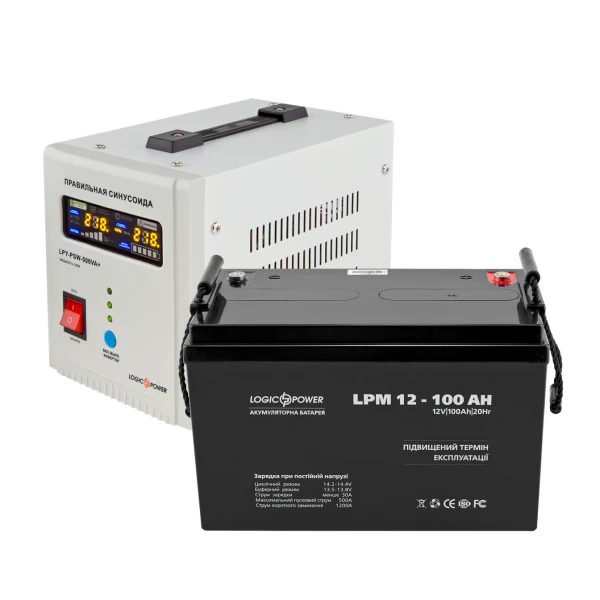 Комплект резервного питания для котла ИБП 500 + AGM батарея 1300W