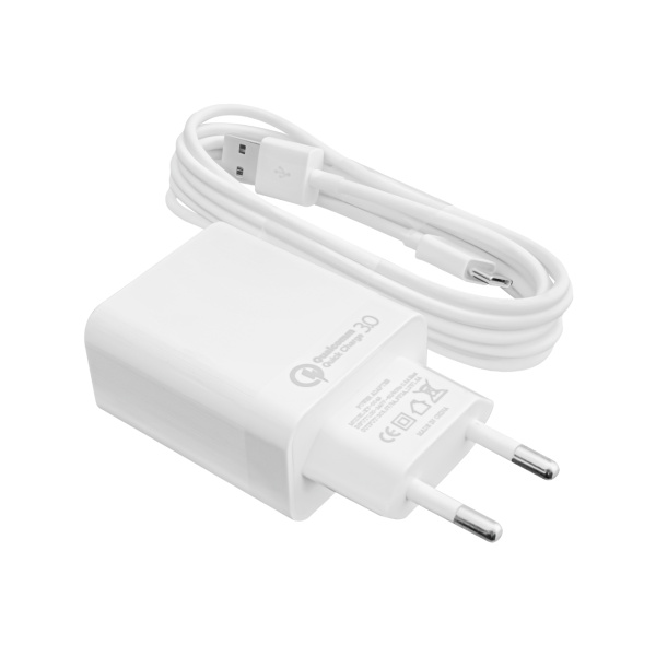 Быстрое зарядное устройство LP AC-010 USB 5V 3А Quick Charge + кабель Type-C/OEM 2 м White