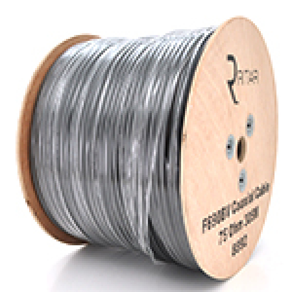 Кабель коаксіальний з живленням RITAR B305-RG59 + 2x0.5mm, 0,81 мм.CU, 64x0.12m CCA жовтий екран, 75 Ом, FPE, оболочка 6,91 мм