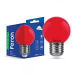 Світлодіодна лампа Feron LB-37 G45 230V 1W E27 червона (4585)