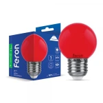 Світлодіодна лампа Feron LB-37 G45 230V 1W E27 червона (4585)