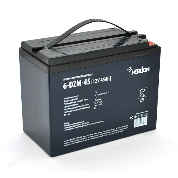 Тягова акумуляторна батарея AGM MERLION 6-DZM-45, 12V 45Ah M5 (222*1211*175)