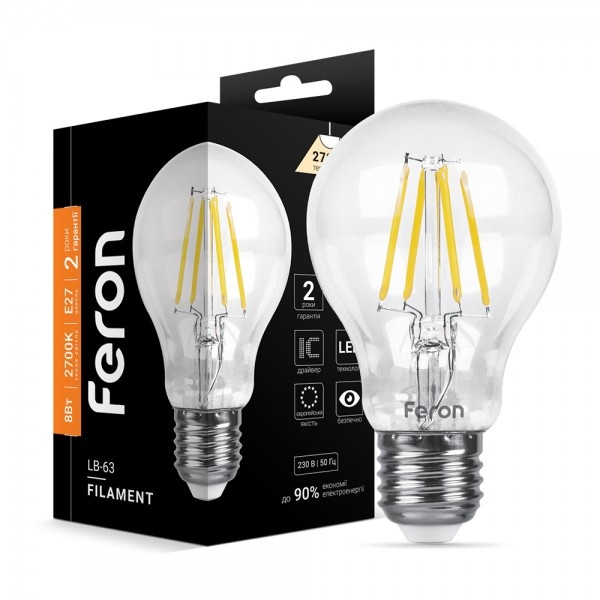 Світлодіодна лампа Feron LB-63 A60 230V 8W 800Lm E27 2700K (6484)