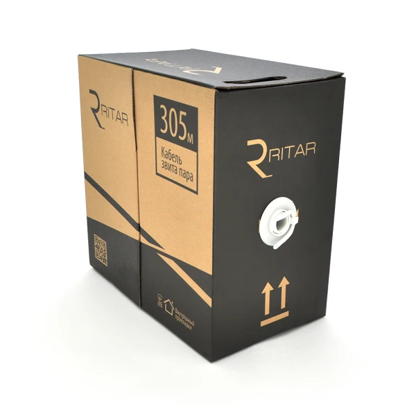 Кабель КВП UTP-cat.6 (4*2*0.56), Ritar, (CU), для внутр. робіт, 305м, White, Corton BOX, Q2