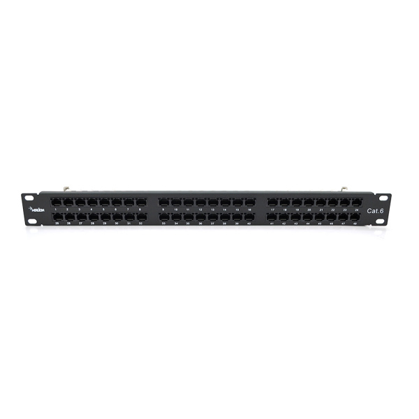 Патч-панель Merlion 48 портів UTP DUAL кат 6 19" 1U НЕ екранована чорна Q10