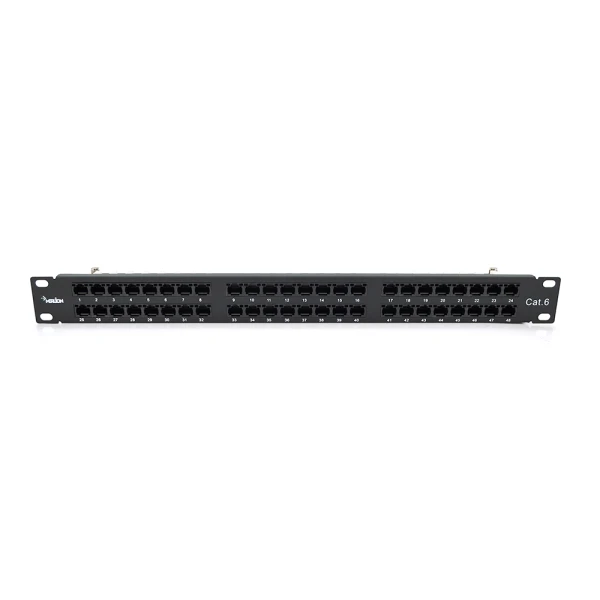 Патч-панель Merlion 48 портів UTP DUAL кат 6 19" 1U НЕ екранована чорна Q10