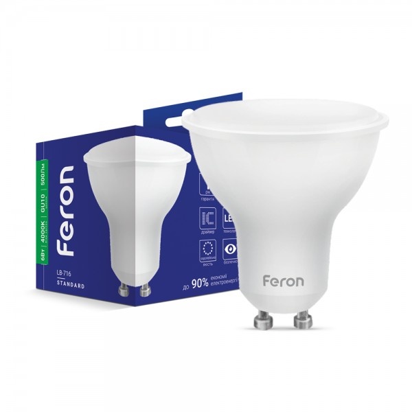 Світлодіодна лампа Feron LB-716 MRG GU10 230V 6W 500Lm 4000K (5038)