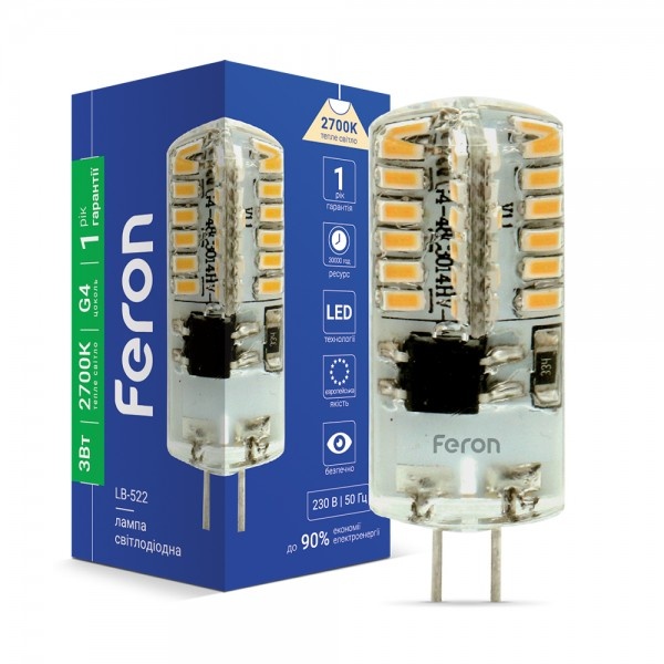 Світлодіодна лампа Feron LB-522 230V 3W 48leds G4 2700K 240lm (5222)