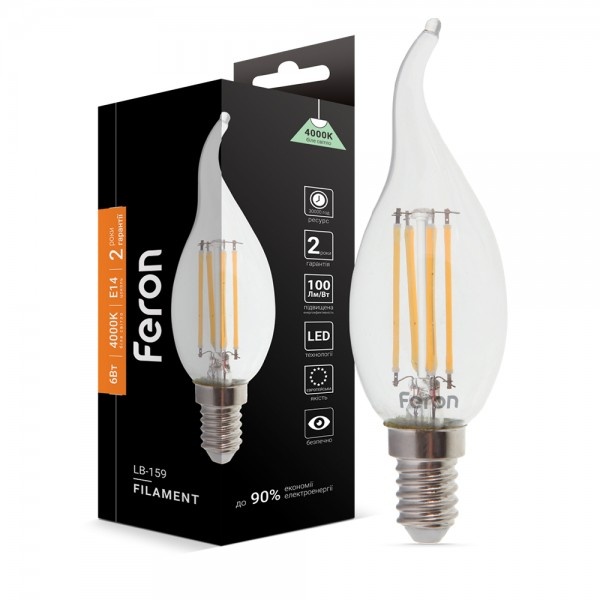 Світлодіодна лампа Feron LB-159 CF37 230V 6W 600Lm E14 4000K (5239)