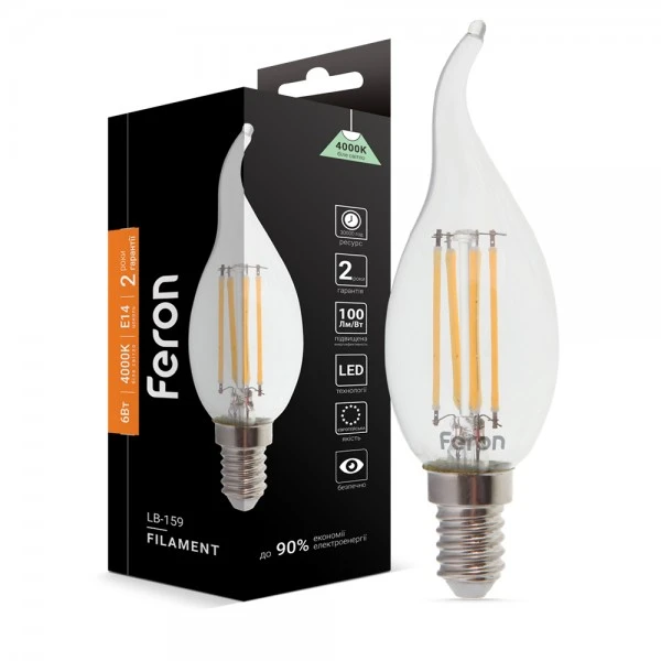 Світлодіодна лампа Feron LB-159 CF37 230V 6W 600Lm E14 4000K (5239)