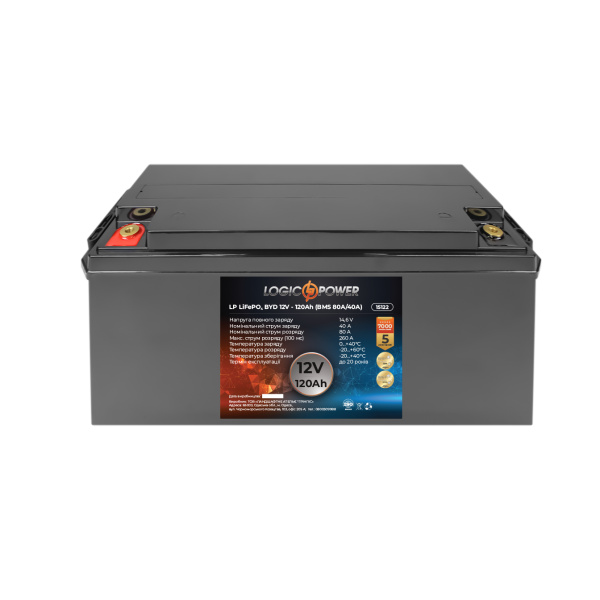 Аккумулятор LP LiFePO4 BYD 12V - 120 Ah (BMS 80А/40A) пластик