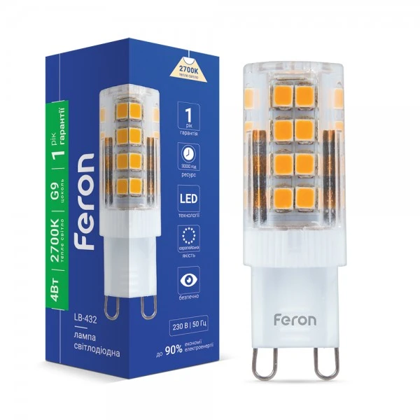 Світлодіодна лампа Feron LB-432 230V 4W 51leds G9 2700K 350m (5291)