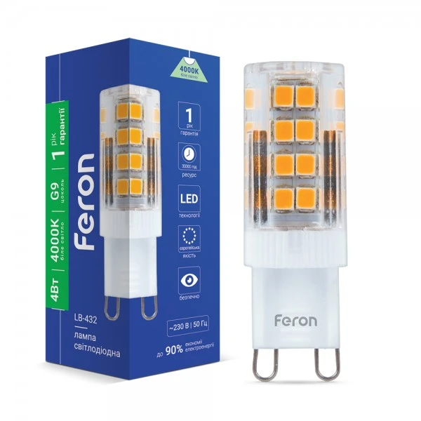 Світлодіодна лампа Feron LB-432 230V 4W 51leds G9 4000K 350m (5292)