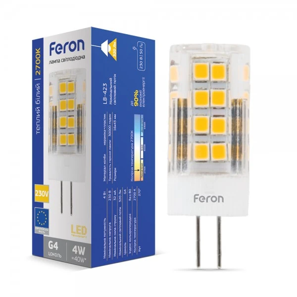 Світлодіодна лампа Feron LB-423 230V 4W 51leds G4 2700K 320m (5288)