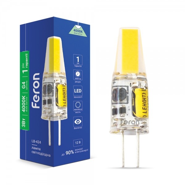 Світлодіодна лампа Feron LB-424 AC/DC12V 3W COB G4 4000K 240lm (5283)