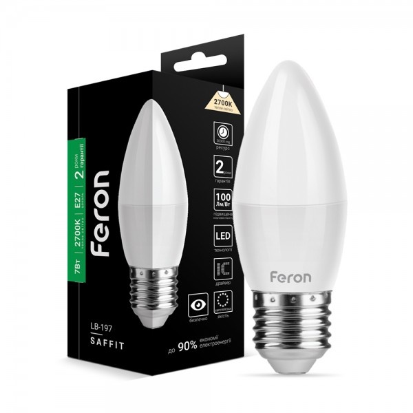 Світлодіодна лампа Feron LB-197 C37 230V 7W 700Lm E27 2700K (5552)