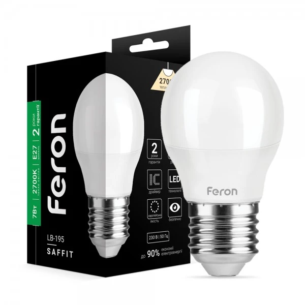 Світлодіодна лампа Feron LB-195 G45 230V 7W 700Lm E27 2700K (5556)