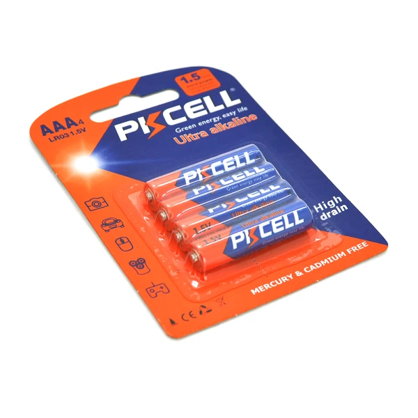 Батарейка лужна PKCELL 1.5V AAA/LR03, 4 штуки в блістері, Q12